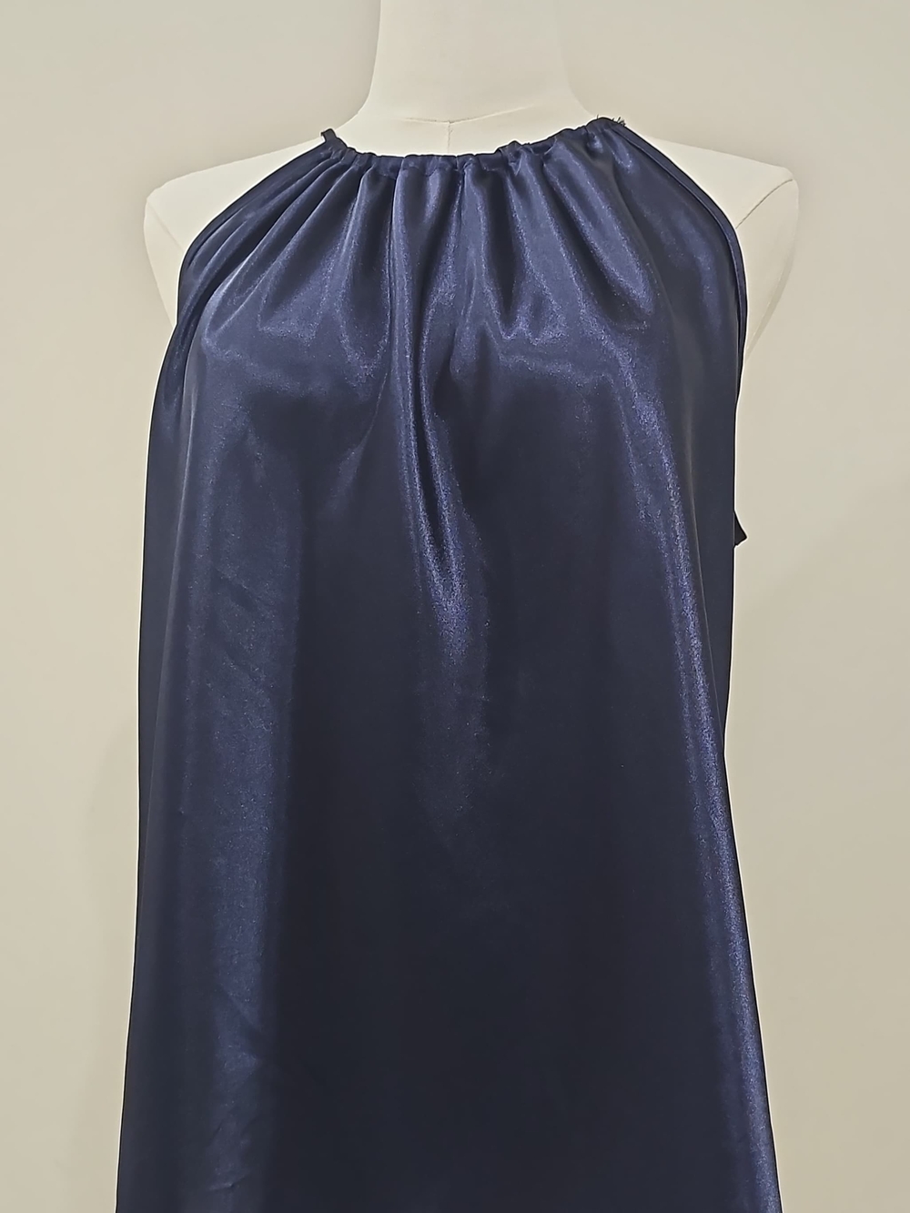 Tiana B Navy Blue Satin Halter Tank Top Size M